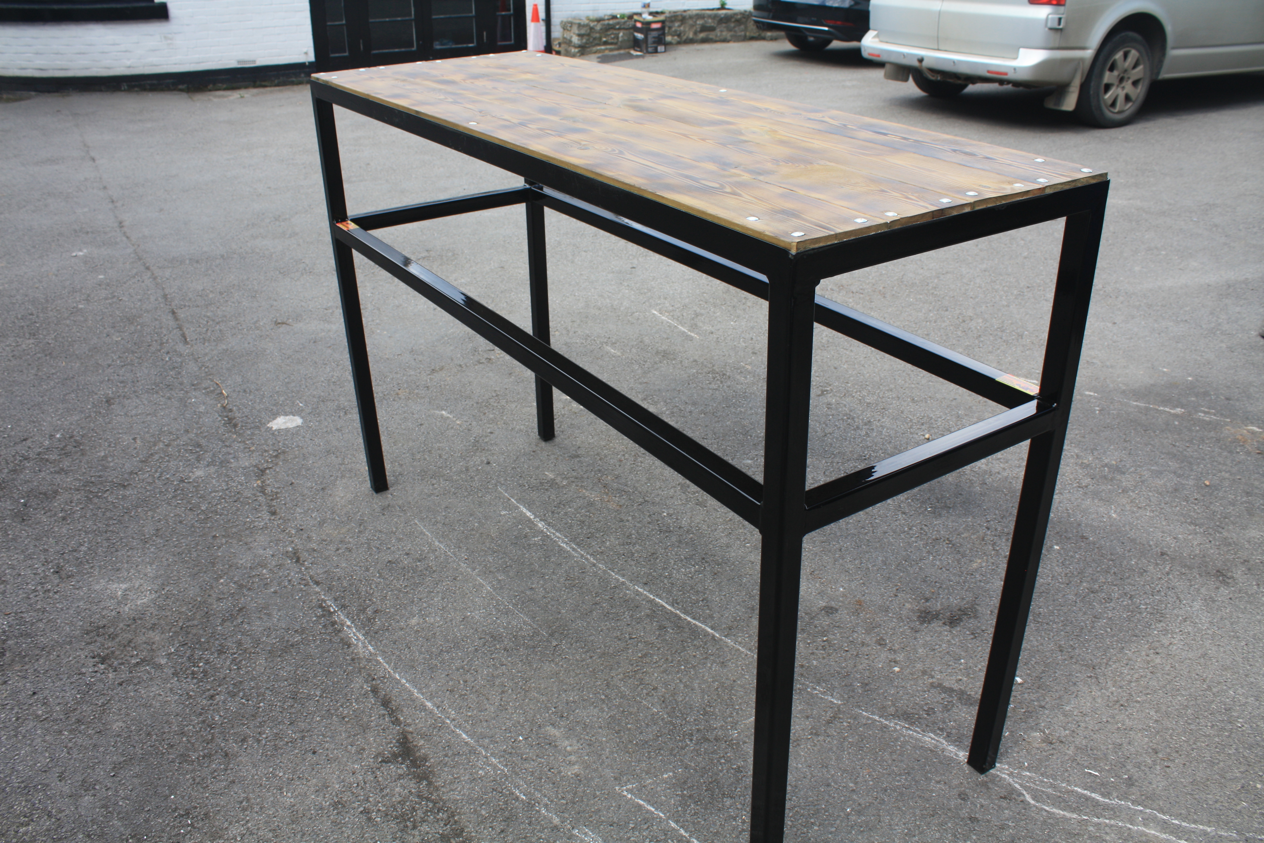 Steel workbench with timber top